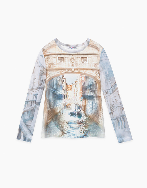 Лонгслив с набивным принтом для девочки Лонгслив с набивным принтом для девочки