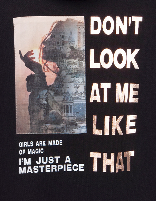 Свободный черный свитшот для девочки Свободный черный свитшот для девочки