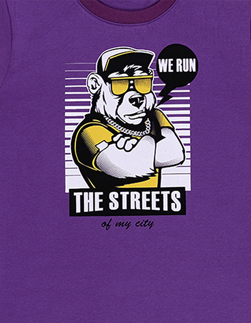 Фиолетовая футболка с принтом для мальчика