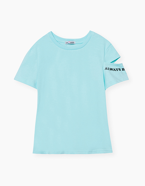 Светло-бирюзовая футболка для девочки