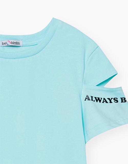 Светло-бирюзовая футболка для девочки