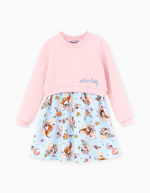 Светло-розовое платье с принтами "Феечки"