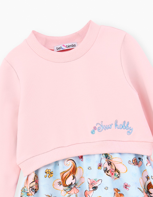 Светло-розовое платье с принтами "Феечки"