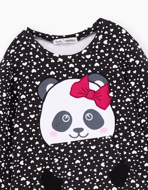 Черное платье с принтом "Панда"