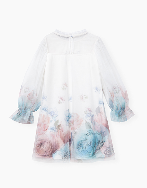 Молочное нарядное платье с дизайнерским принтом Молочное нарядное платье с дизайнерским принтом