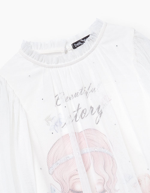 Молочное нарядное платье с дизайнерским принтом Молочное нарядное платье с дизайнерским принтом