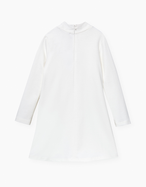 Молочное нарядное платье А-силуэта с длинным рукавом Молочное нарядное платье А-силуэта с длинным рукавом