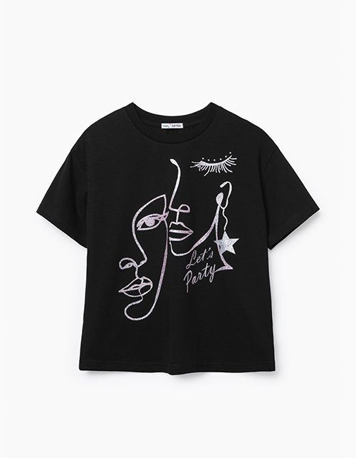 Черная нарядная футболка для девочки