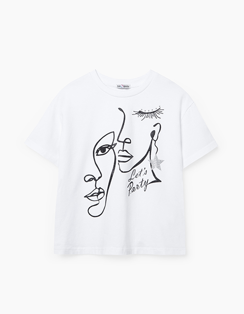 Белая нарядная футболка для девочки