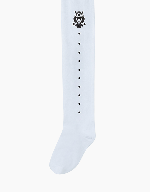 Белые колготки с принтом "Сова"