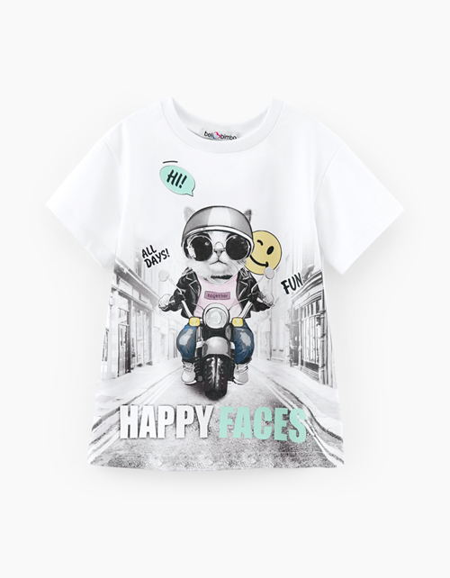 Белая футболка с принтом для мальчика