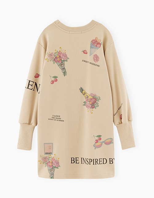 Светло-бежевое повседневное платье