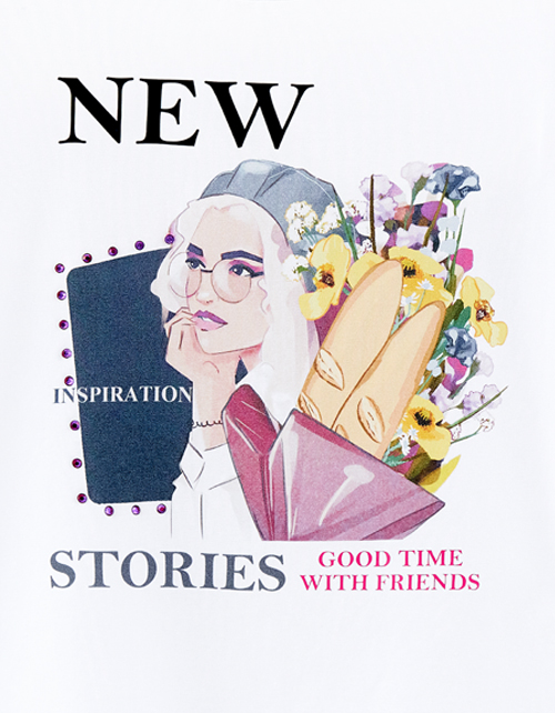 Стильная белая фуболка для девочки