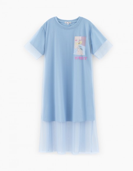 Светло-синее прямое платье