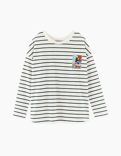 Стильный лонгслив в полоску для девочки