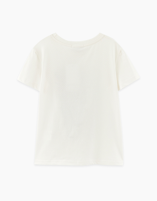 Молочная футболка с принтом для девочки