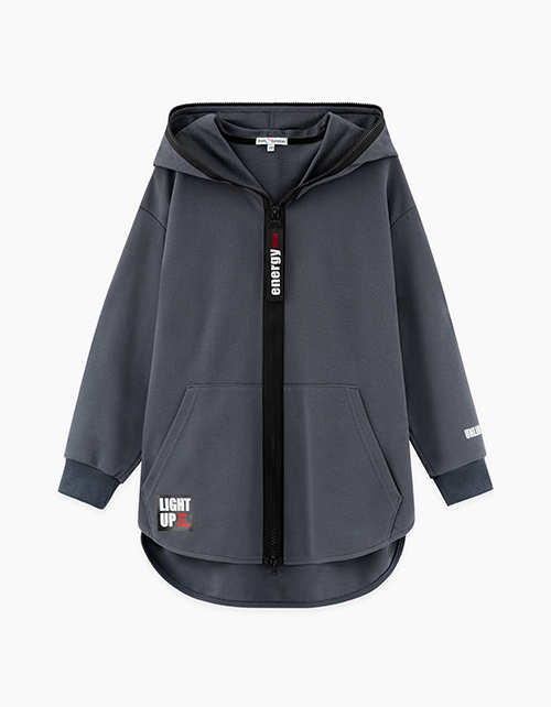 Графитовая удлиненная толстовка для мальчика