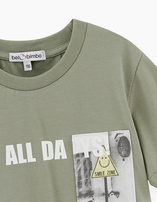 Футболка цвета сетлая-олива для мальчика