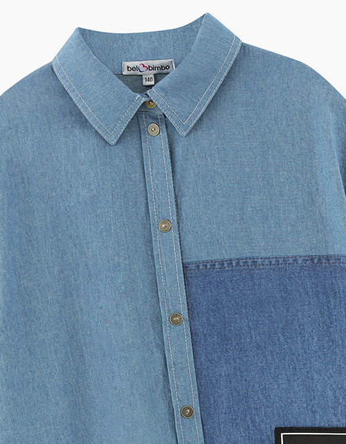 Летнее голубое платье-рубашка