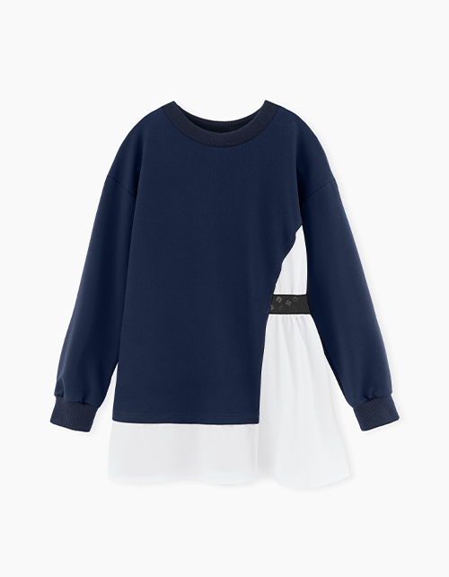 Темно-синий джемпер-обманка для девочки