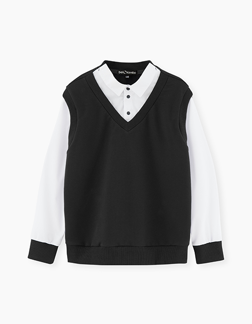 Черный джемпер-обманка для мальчика