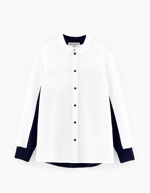 Стильная комбинированная рубашка для мальчика