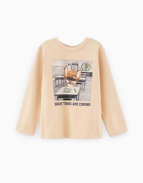 Бежевый лонгслив для мальчика