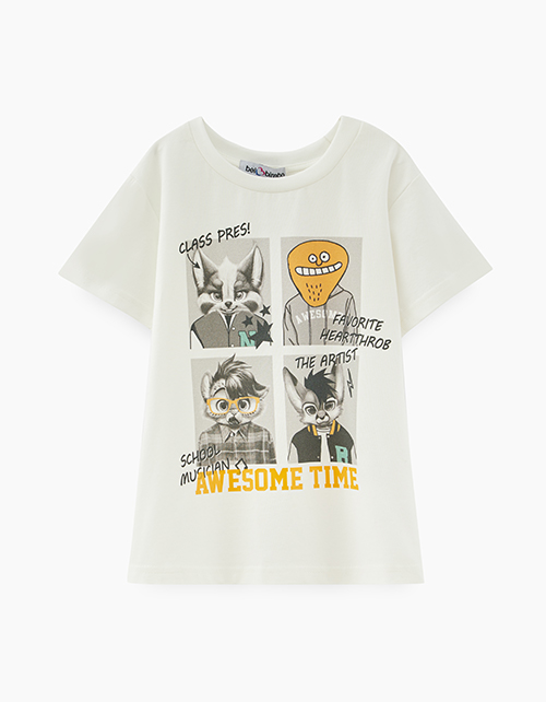 Молочная футболка с принтом для мальчика