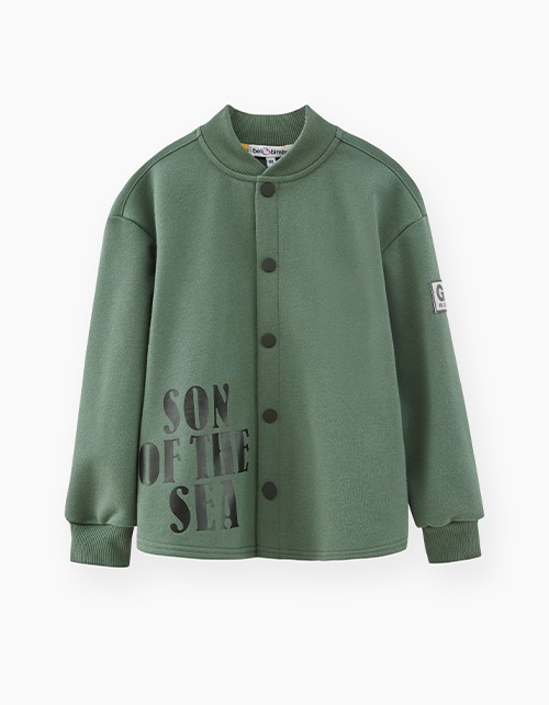 Стильный жакет-рубашка цвета хаки для мальчика