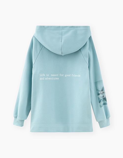 Купить серо-голубое худи для девочки
