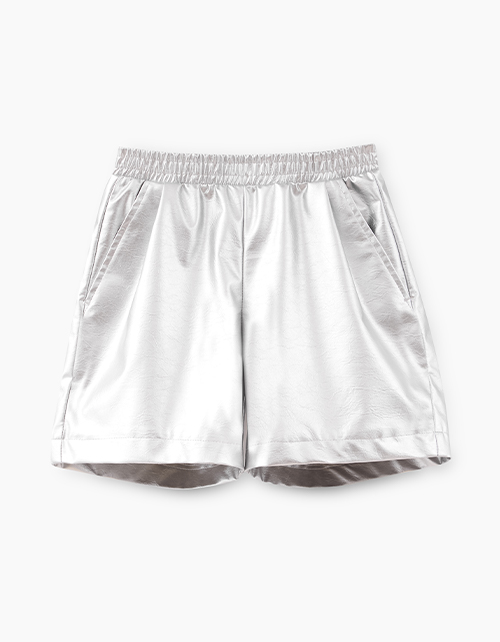 Стильные серебристые шорты для девочки