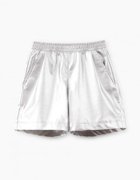 Стильные серебристые шорты для девочки