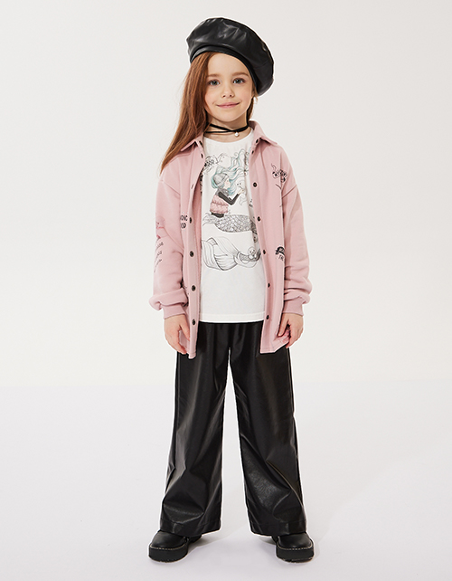 Широкие черные брюки для девочки