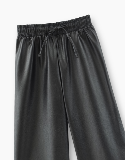 Широкие черные брюки для девочки