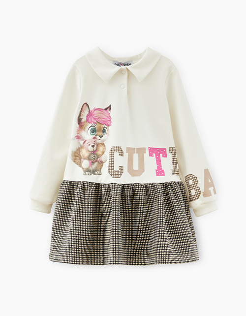 Молочное платье с застежкой-поло