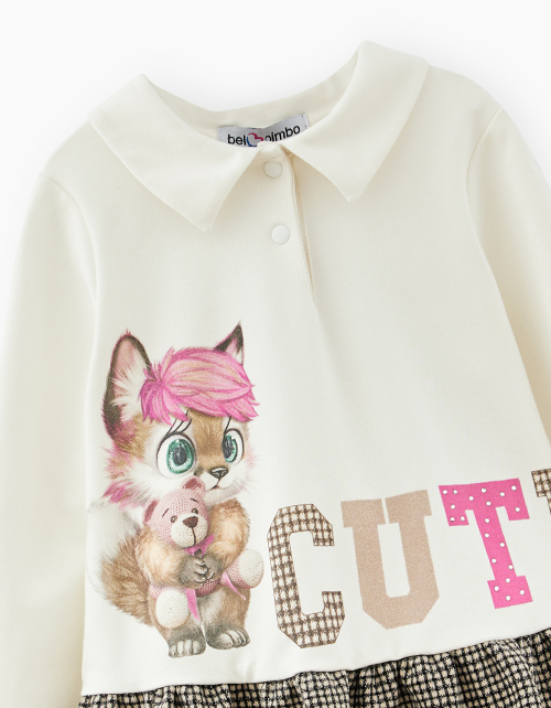 Молочное платье с застежкой-поло