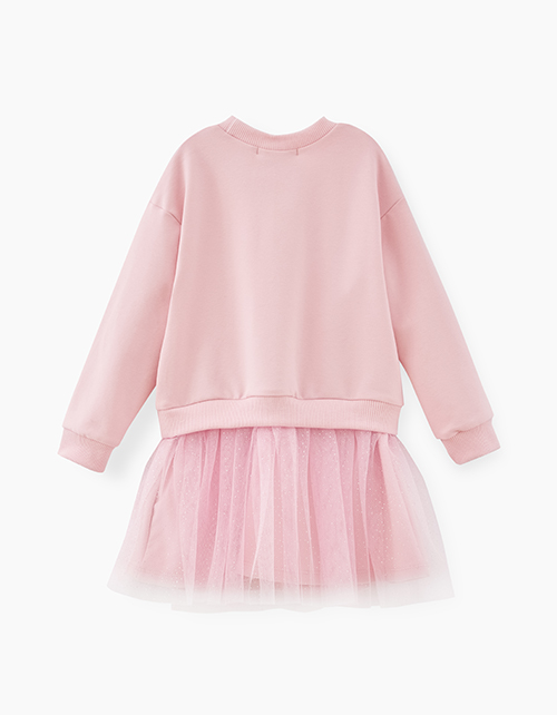 Светло-розовое платье с нарядной сеткой