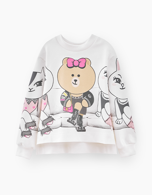 Молочный свитшот с принтом для девочки