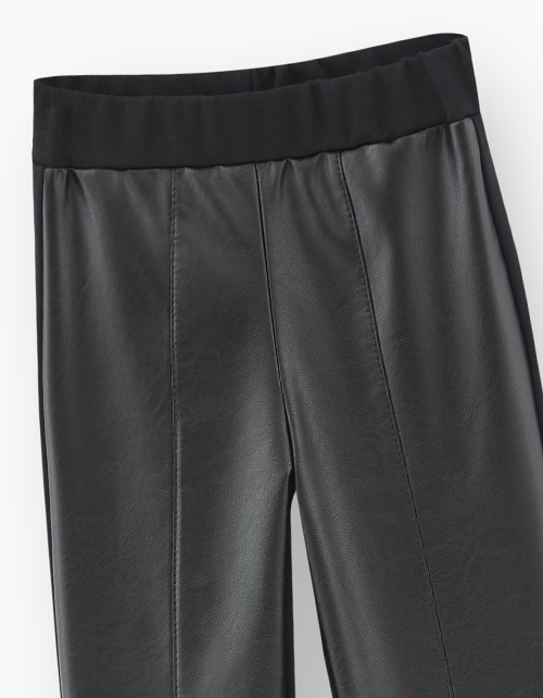 Черные брюки-джеггинсы из кожзаменителя Черные брюки-джеггинсы из кожзаменителя