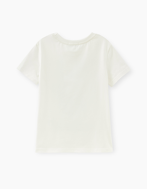 Молочная футболка с принтом для девочки