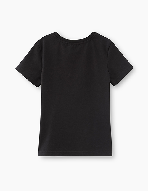 Черная футболка с принтом для девочки