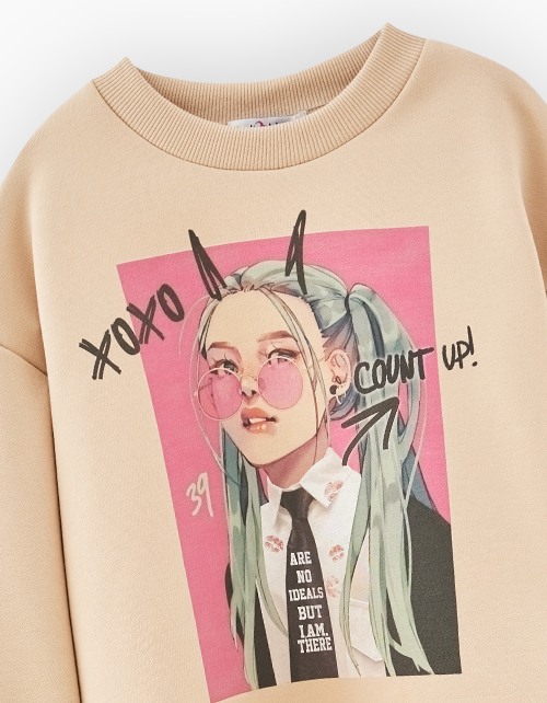 Бежевый свитшот для девочки Бежевый свитшот для девочки