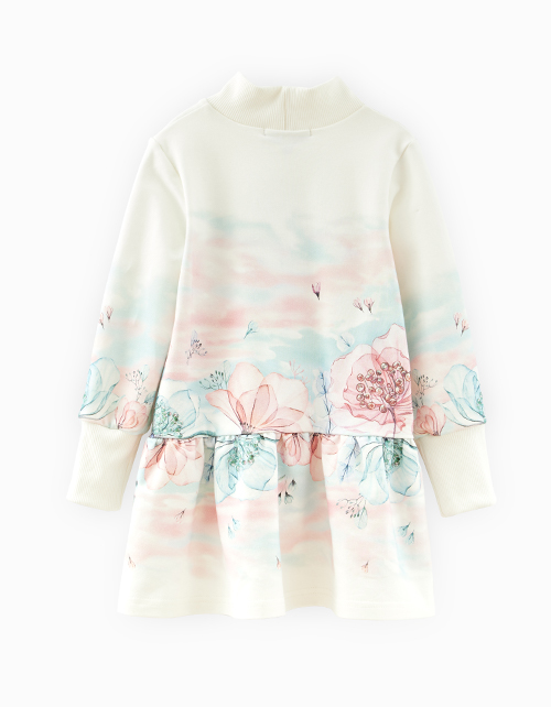 Молочное платье с длинным рукавом