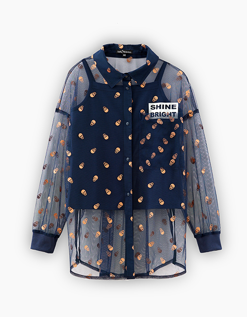 Стильная нарядная сетчатая рубашка