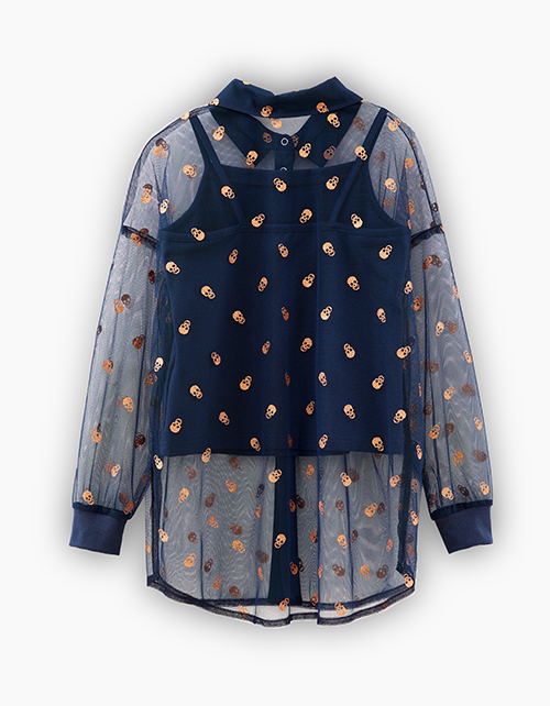 Стильная нарядная сетчатая рубашка