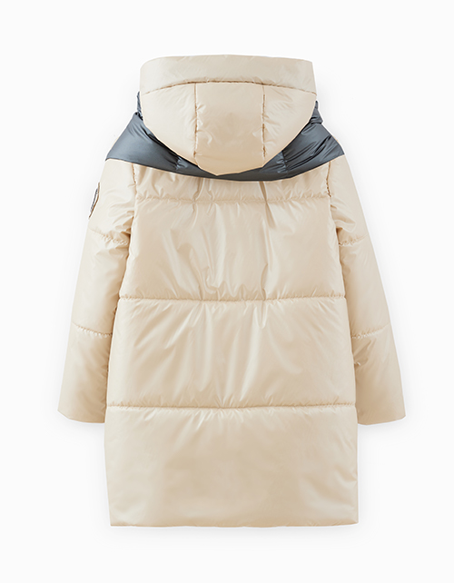 Светло-бежевая зимняя куртка с лимитированным шарфом