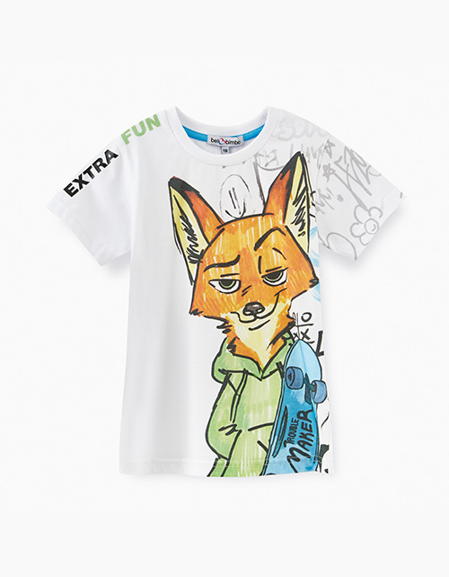 Стильная белая футболка с принтом для мальчика