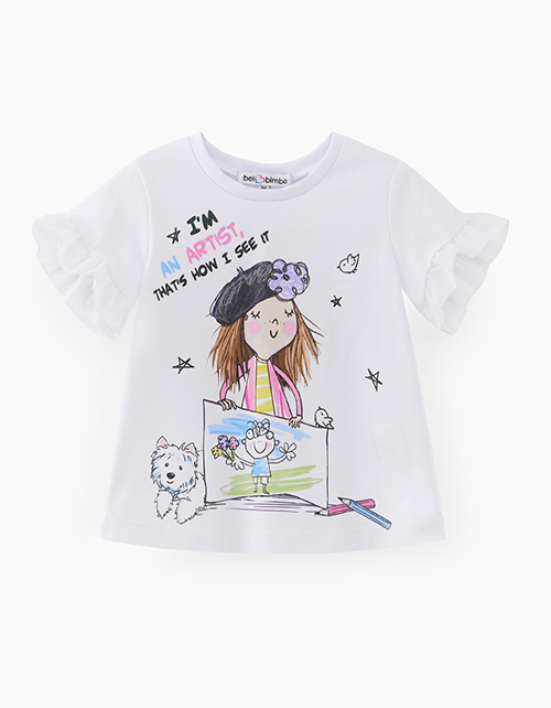 Стильная белая футболка для девочки Стильная белая футболка для девочки