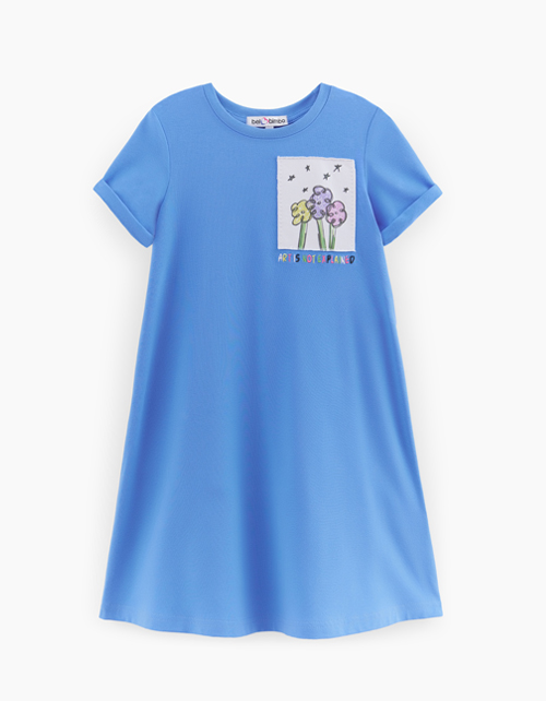 Базовое платье яркого лазурного оттенка