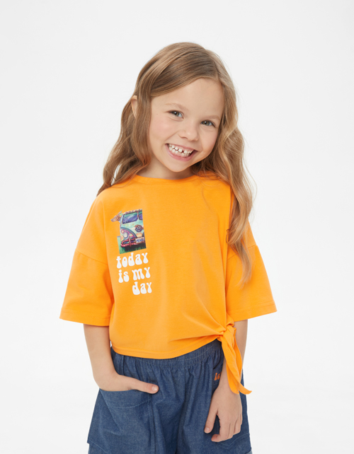 Футболка сочного оттенка маракуйя для девочки Футболка сочного оттенка маракуйя для девочки